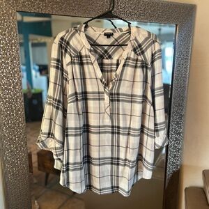 Torrid Black and White Plaid Blouse